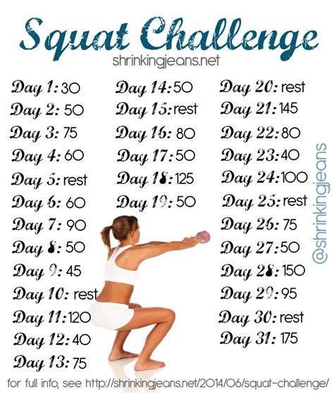 Squat Challenge Calendar